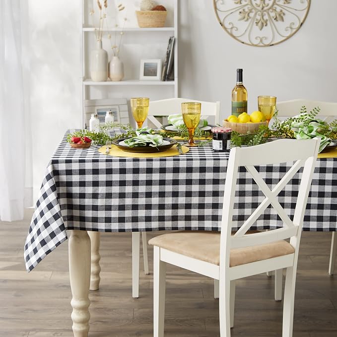 DII Checkered Tabletop Collection 100% Cotton, Machine Washable, Tablecloth - Image 4