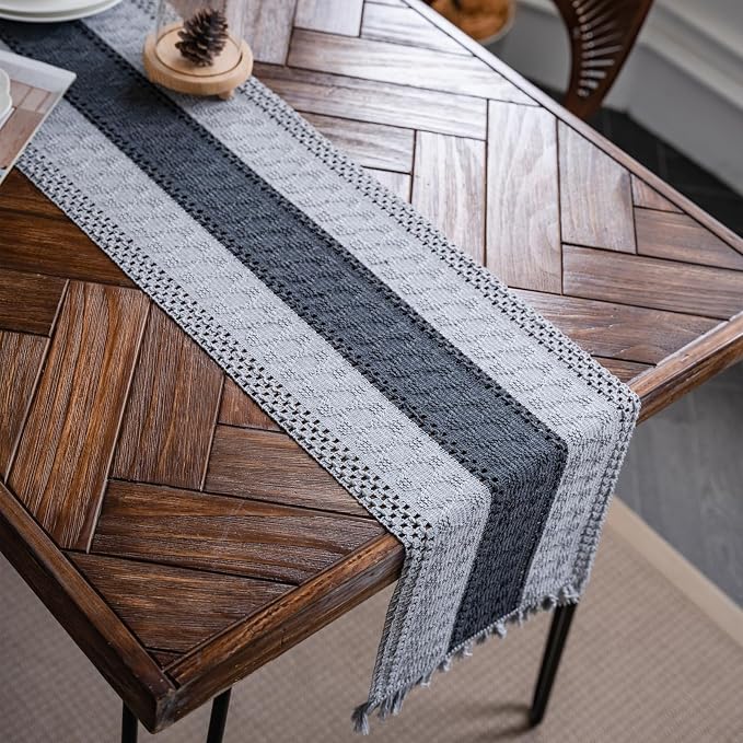 Macrame Table Runner Grey Boho Table Runners - Image 6