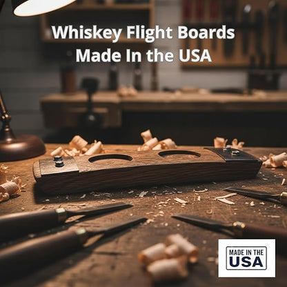 Premium 2 glass whiskey flight/Whiskey coaster/Crystal glass holder/Bar Decor/Barerl-Art (With Crystal Glasses)