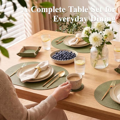 Woven Faux Leather Oval Placemats Set of 4/6 - Image 2