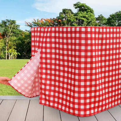 HolidayIdeas 2 Pack Checkered Fitted Table Clothes - 48 x 24 Inch - Rectangle Spring Tablecloths for 4 Foot Tables, Buffalo Plaid Table Covers for Party, Picnic, Trade Show (Red and White)