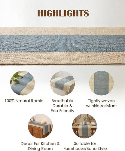 Table Runner, 13.8" × 72", 100% Natural Ramie, Handwoven | 100% Natural Ramie - Image 2