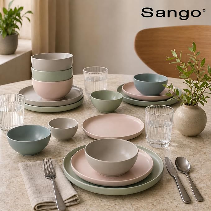 Sango 16-Piece Stoneware Dinnerware Set - Image 9