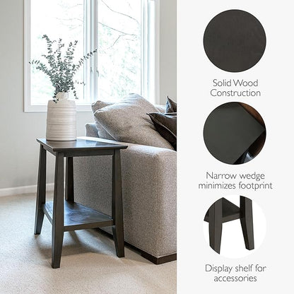 Leick Home 10302-RG Rustic Wire Brushed Driftwood Round Side Table with Shelf, Rustic Gray