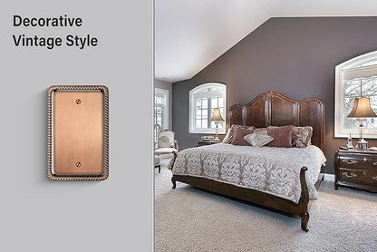 Henne Bery Rope Edge Decorative Wall Plate Switch Plate Outlet Cover (Single Blank, 2 Pack, Antique Copper)