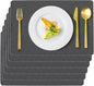 Vinyl Placemats Set of 6 Faux Leather 100% Waterproof Wipeable Washable Place Mats Heat Resistant Easy Clean Non-Slip Table Mats for Indoor Outdoor. (6,Gray)