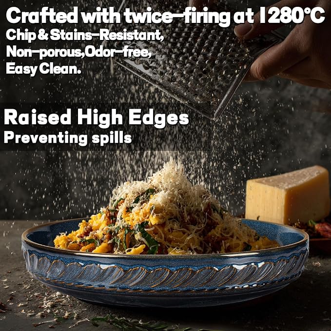 Pasta Bowls, 50oz Large Salad Serving Bowls, 9.75'' Plates Bowls Set of 4 - Image 5