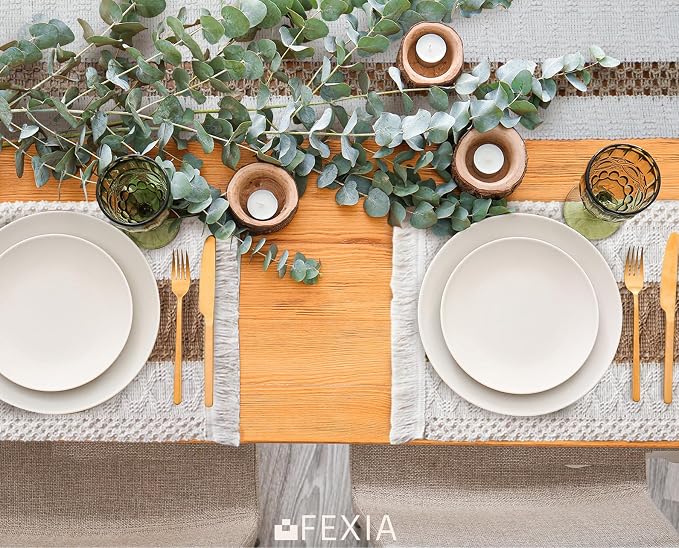 Boho Placemats Set of 4, Macrame Table Mats Farmhouse Dining Decor | 12x20" - Image 5
