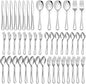 LIANYU 46-Piece Silverware Flatware Set for 8, Plus Serving Utensils, Stainless Steel Cutlery Tableware, Includes Fork Spoon Knife, Mirror Polished, Dishwasher Safe