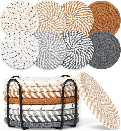 8 Style Drink Coasters with Holder, Absorbent Coasters by Mckanti