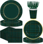 250Pcs Green Blue Tartan Plaids Party Decoration by Greencian