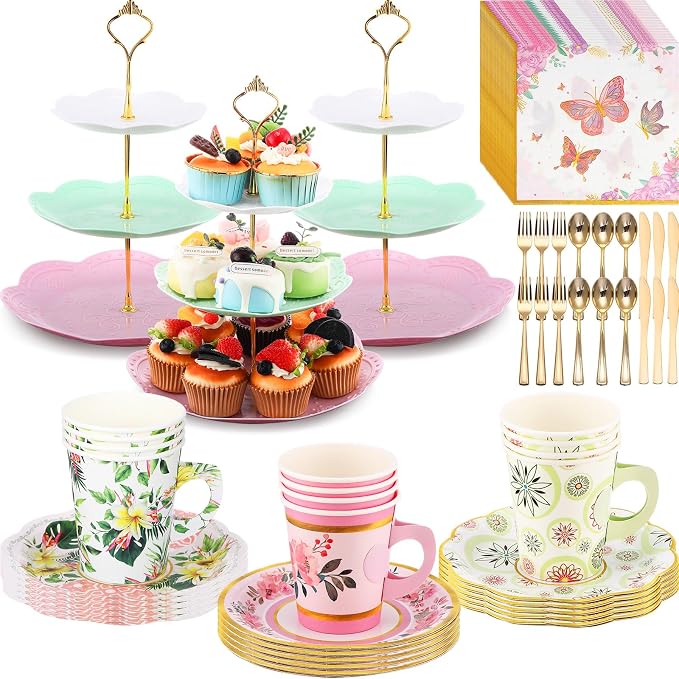 Layhit 83 Pcs Disposable Tea Party Set by ShungLan