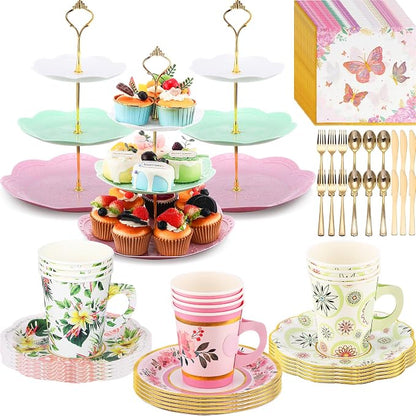 Layhit 83 Pcs Disposable Tea Party Set by ShungLan