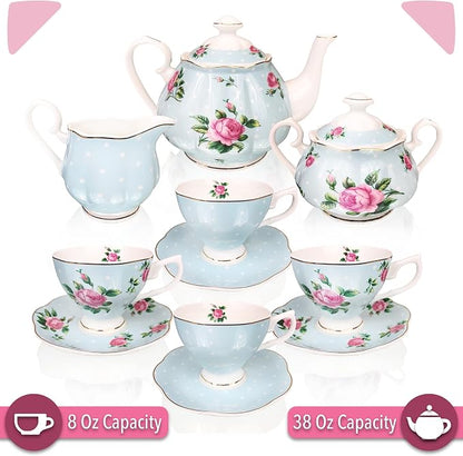 BTaT- Floral Tea Sets for Adults, Service for 4, Pot & Cups - Image 3