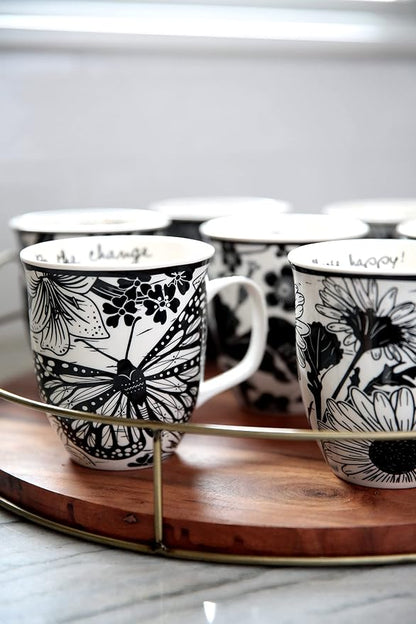 Karma Gifts 14 oz Black and White Boho Mug Sugar Skull - Image 4