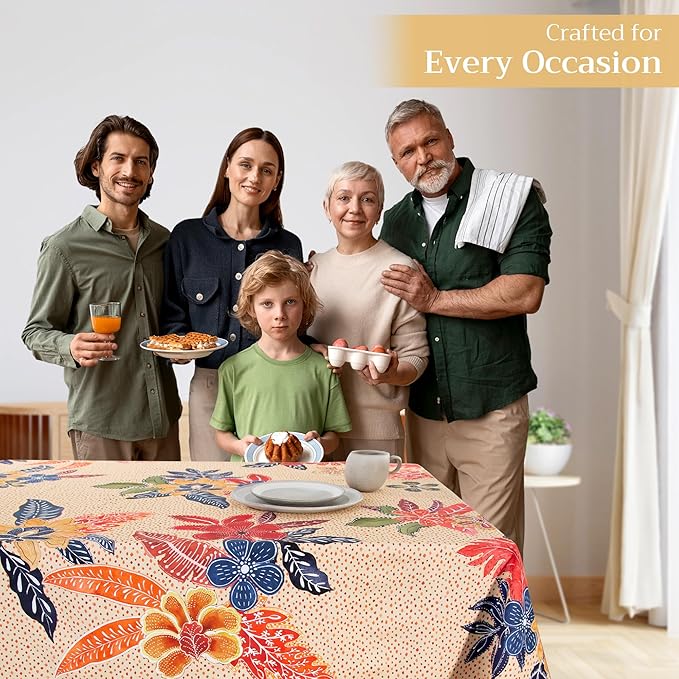 Maison d' Hermine Table Cloth Rectangle Table 100% Cotton 70 x 120 Inches Fall Tablecloth Reusable Everyday Use for Thanksgiving Christmas Decorations Dining Farmhouse Party (Kalahari)