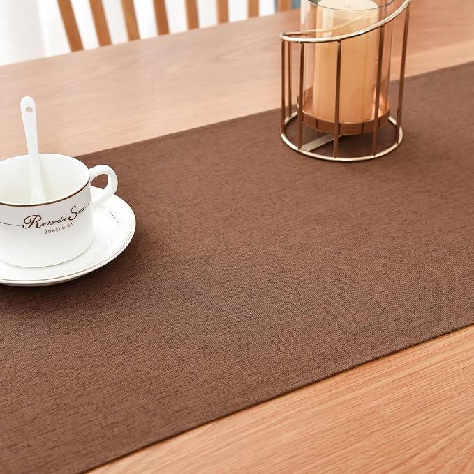 Faux Linen Small Table Runner Water Resistant 13 x 36 in, Coffee Table Runner - Image 7