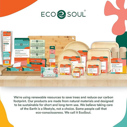 ECO SOUL Palm Leaf Square Plates 7" & 10" (50 Count) Compostable|Biodegradable| Eco-Friendly Disposable Party Plates for Appetizers - Dinner Parties, Wedding, Events & Camping Essentials
