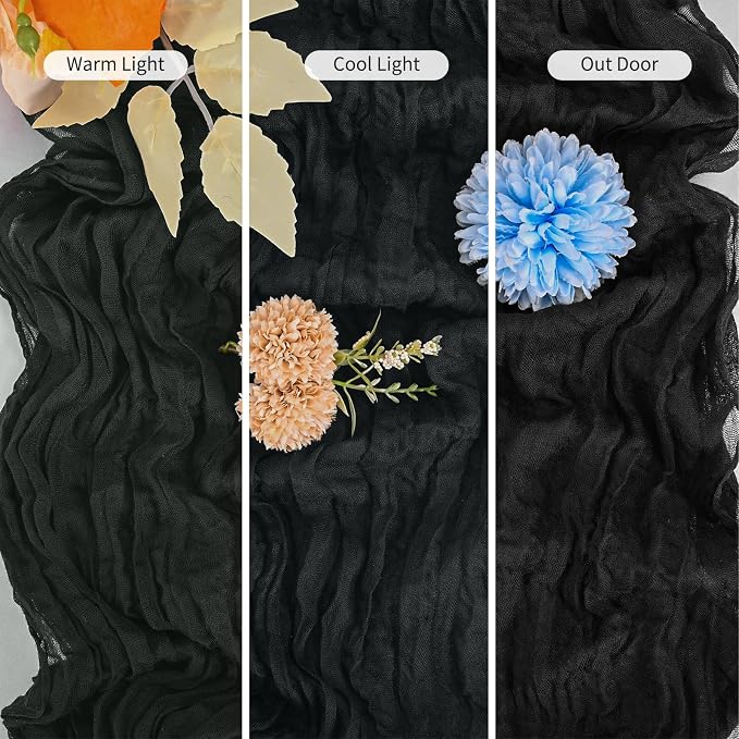 15 Pack Black Table Runner 17 x 108inch Cheesecloth Table Runner Boho Gauze - Image 5