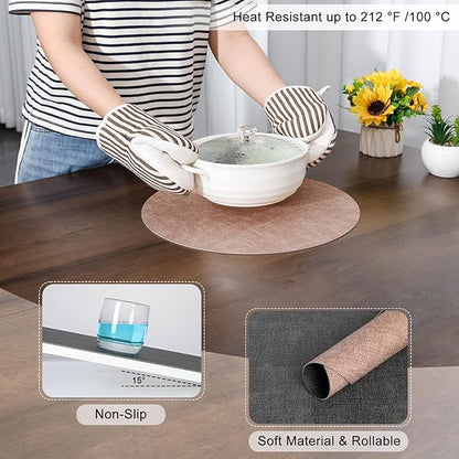 Myir JUN Round Placemats, Dual Sided Faux Leather Place Mats Set of 4 Indoor/Outdoor Non-Slip Washable Table Mats (Gray Pink, Set of 4)
