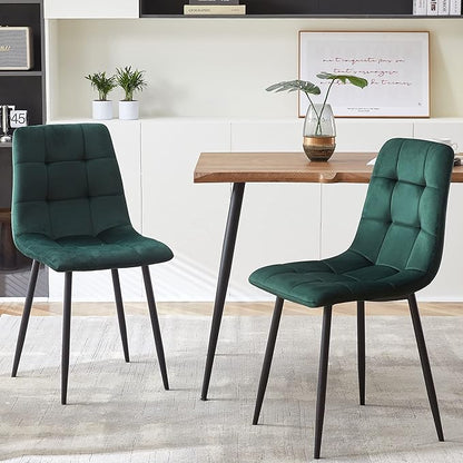 Rectangular Dining Table Set with Upholstered Chairs - Modern Kitchen Table and Chairs Set of 4 for Small Spaces - Green