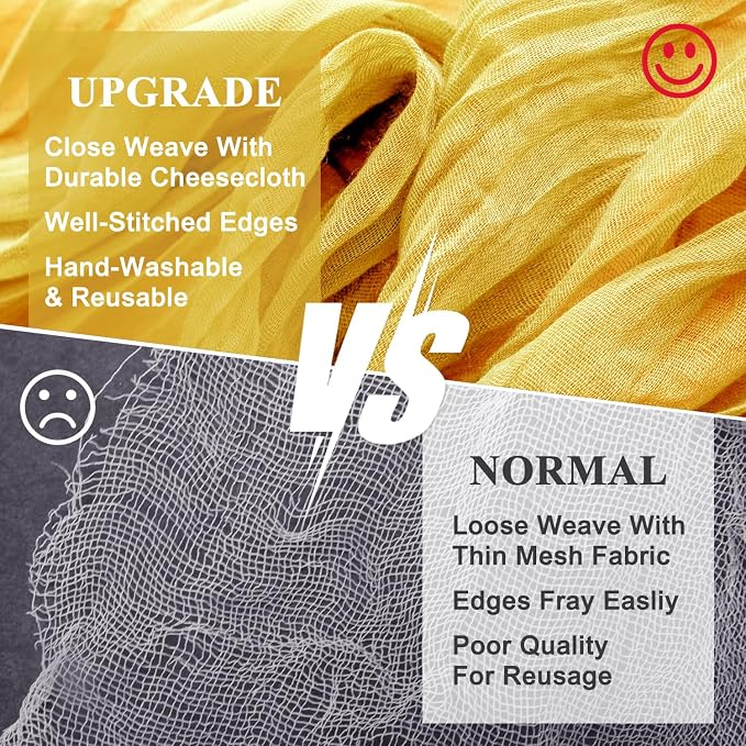 Cheesecloth Table Runner Gold 10FT Boho Gauze Runner, 12 Pack | 120 Inch Cheese - Image 4