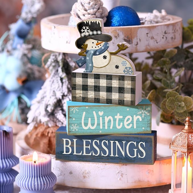 Moucuny 4 Pcs Winter Table Decorations Playful Snowman Decor Indoor Winter - Image 3