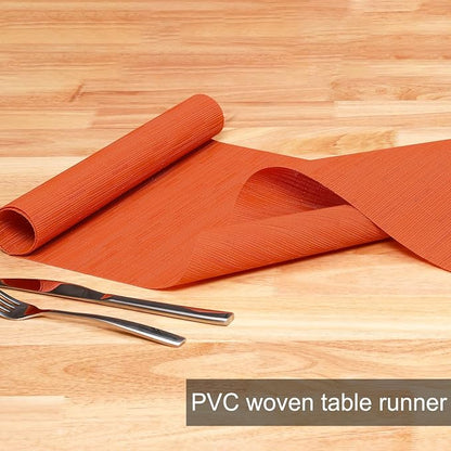 Table Runner 55 Inches Long, Vinyl Woven Heatproof Table Runners | Washable - Image 2