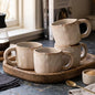 Rtteri 4 Vintage Pottery Coffee Mugs, 8.5 oz Handmade Stoneware Cups | by Rtteri
