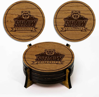 LazerEdge Shaw Bears Wooden Coaster Set - Cherry Wood - Officially Licensed Product - 4-Pack