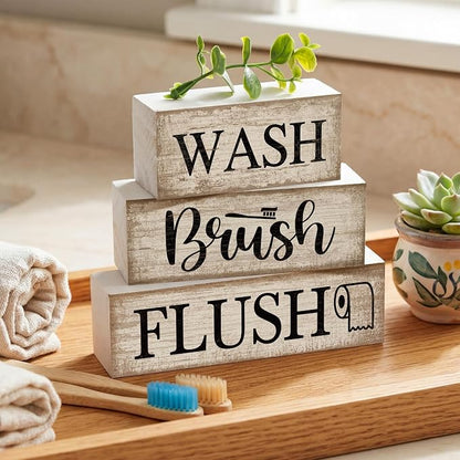 Moucuny 4 Pcs Farmhouse Bathroom Decor and Accessories Rustic Bathroom Shelf - Image 9