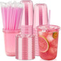 50 Sets - 16oz Pink Plastic Cups by Jycnolm