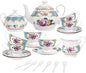 fanquare 15 Pieces European Retro Rose Tea Set, English Flora Tea Set by fanquare