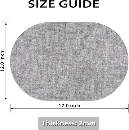 Placemats for Dining Table Set of 8 Non-Slip, Heat Resistant Leather Placemat Double Layer, Waterproof Table Mats Easy to Clean for Kitchen Dining Room Coffee Office Table, Grey