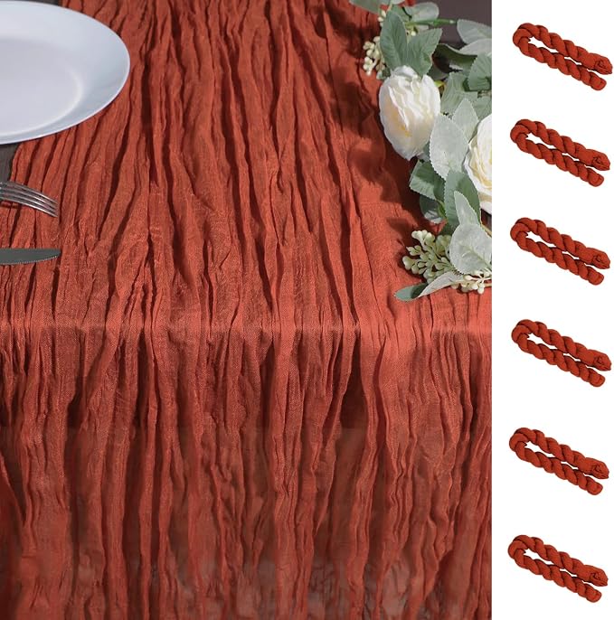 Snowkingdom 6PCS 10Ft Fall Thanksgiving Table Runner Terracotta Rust by Snowkingdom