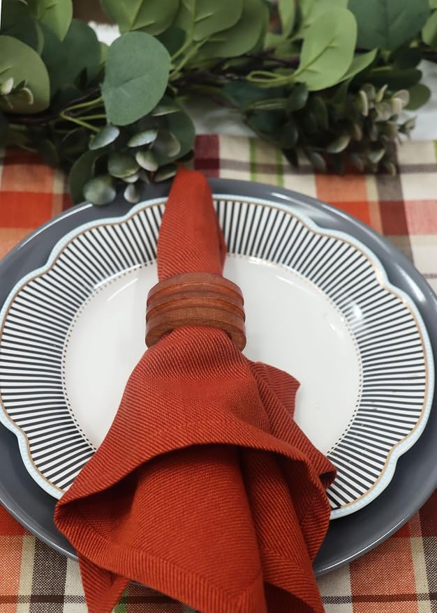 COTTON CRAFT Solid Wood Fluted Ribbed Napkin Rings - Image 5