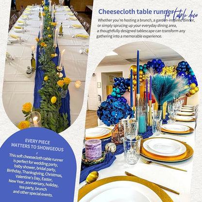 4 Pack Cheesecloth Table Runner 10FT Royal Blue Table Runner Boho Gauze Cheese - Image 8