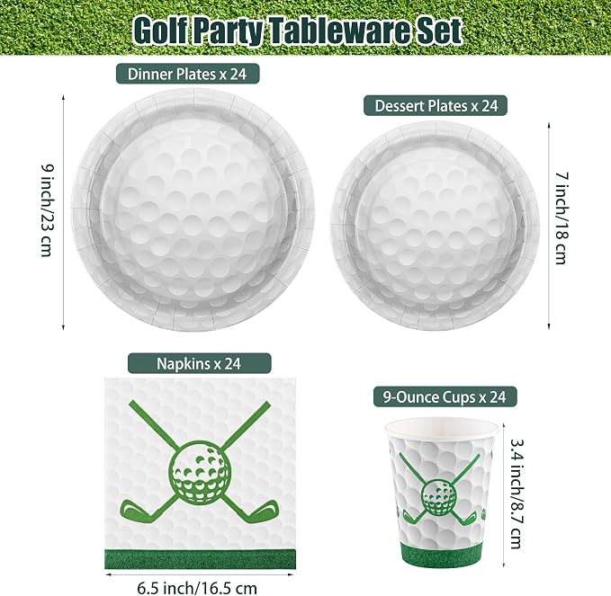 Kochorie 96 Pieces Golf Party Supplies Disposable Tableware Set - Image 2