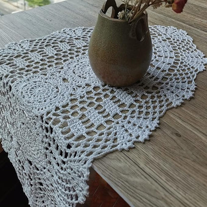 Phantomon Oval Lace Table Runner Doilies Floral Table Scarf Furniture Cloth - Image 3