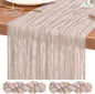 Showgeous 2 Pack Rosy Brown Cheesecloth Table Runners Boho Wedding Decor | by Showgeous