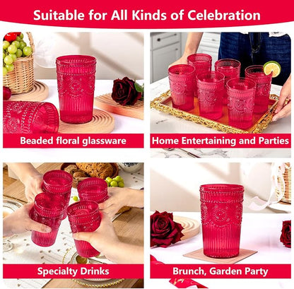 Ciaell 12 Pack Red Plastic Water Glasses - Image 9