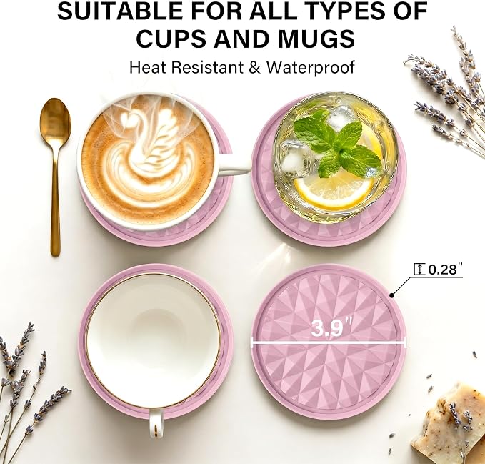 Silicone Drink Coasters Set of 6, Desk Cup Coaster | Prevents - Image 3