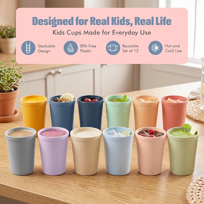 MASTERCOOK 12 Pcs. Small Reusable Cups –8 oz Unbreakable Drinking Glasses - Image 2