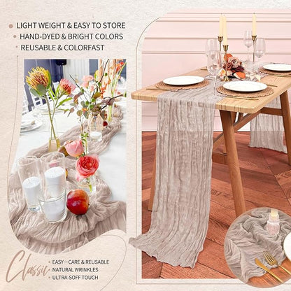 18 Pack Cheesecloth Table Runner 10FT Rosy Brown Table Runner Boho Gauze Cheese - Image 5
