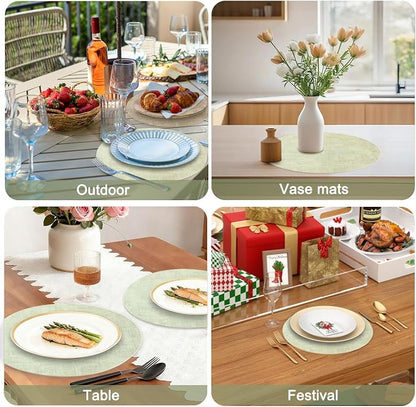 Round Faux Leather Placemats and Coasters, Reversible Heat Resistant Non-Slip - Image 7