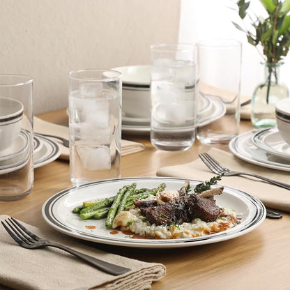 Gibson Home Hometown Diner 12-Piece Porcelain Dinnerware Set, Round Plates and - Image 3