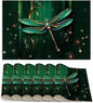 Green Jewel Dragonfly Place Mats Set of 6, Table Mats Heat Insulation Non Slip Washable Dining Placemats for Wedding Holiday Party Kitchen Decor 12X18 in