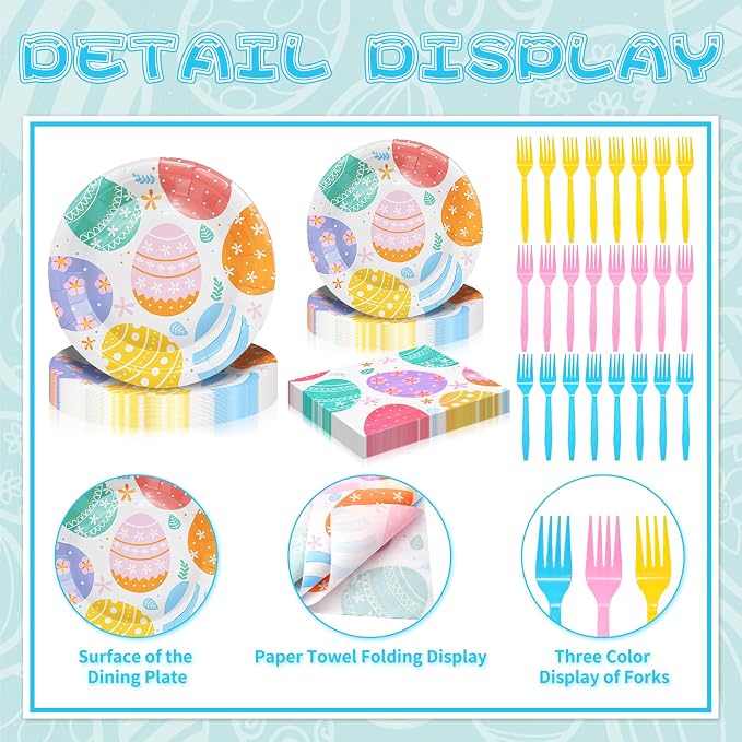 96 Pieces Easter Day Tableware Set Party Supplies - Image 3