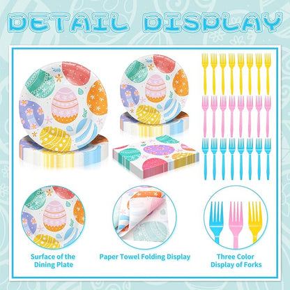 96 Pieces Easter Day Tableware Set Party Supplies - Image 3