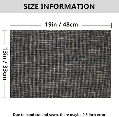 Placemats by Kevin Textile Set of 4 Heat Resistant Dining Table Place Mats Kitchen Table Mats, 13" x 19", Black Gold